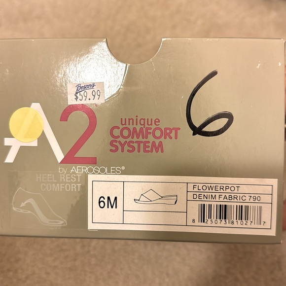 NIB A2 By Aerosoles Women’s Flowerpot Denim Fabric Wedge Sandals Size 6M - Picture 8 of 8